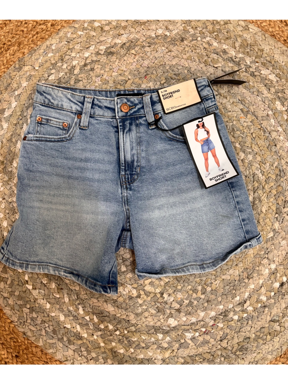 BCBGeneration Light Blue Denim Boyfriend Shorts